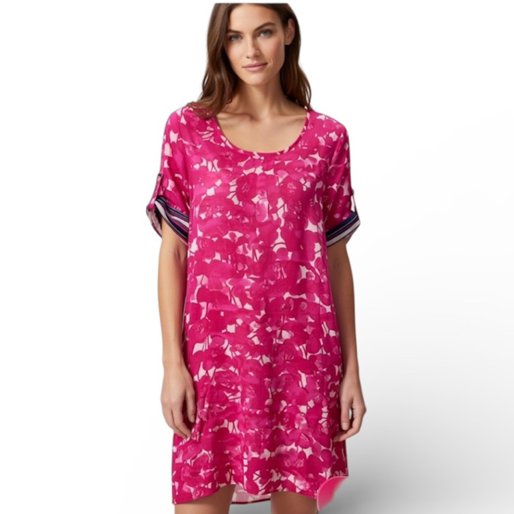 NEW YORK & COMPANY Floral Tab Sleeve Shift Dress